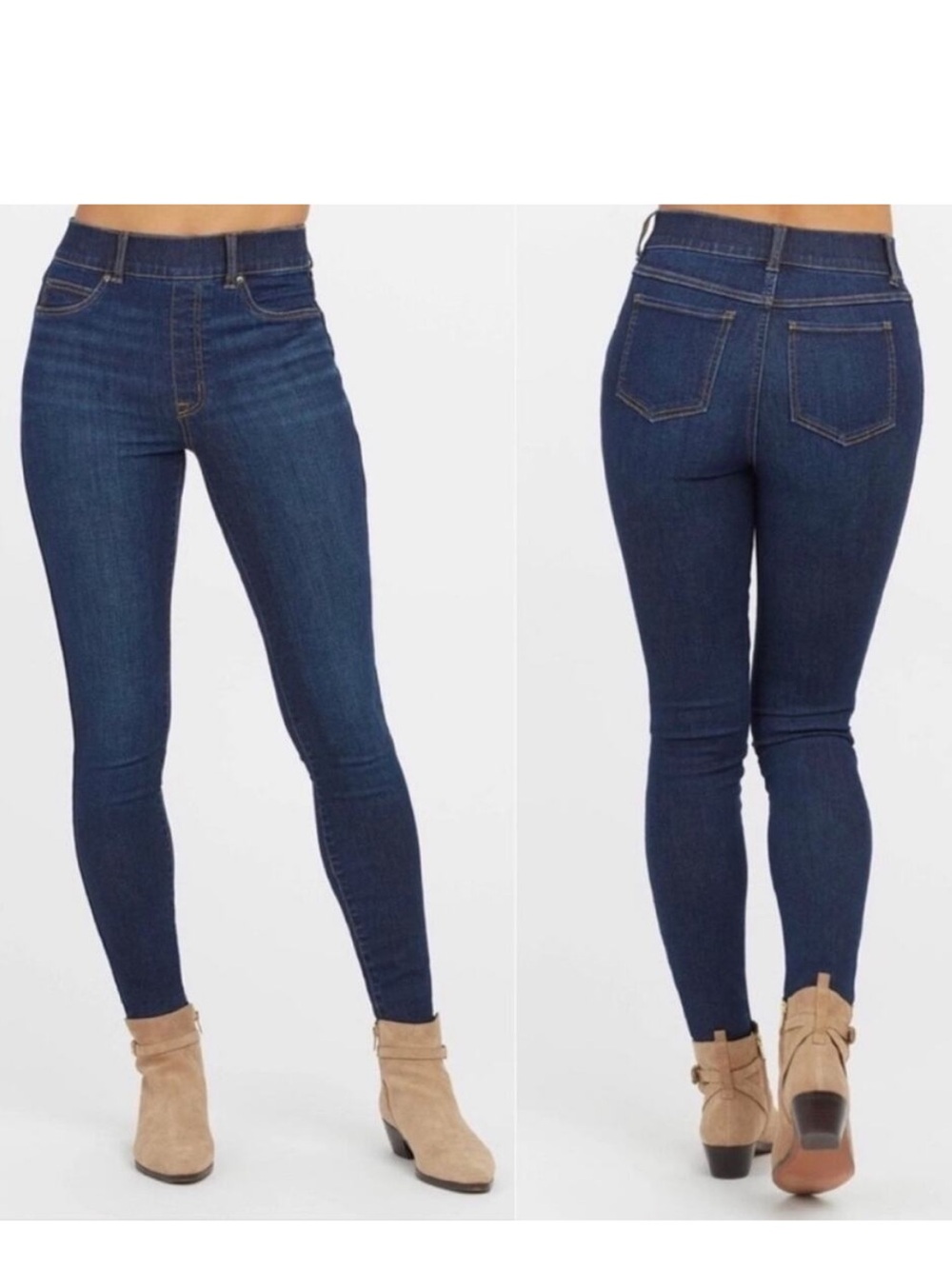 SPANX size XL pull on Deep Indigo High-Rise Skinny Jeans